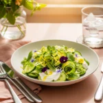 Bol de salade fraîcheur au concombre, yaourt grec, menthe et citron – recette estivale légère et rapide