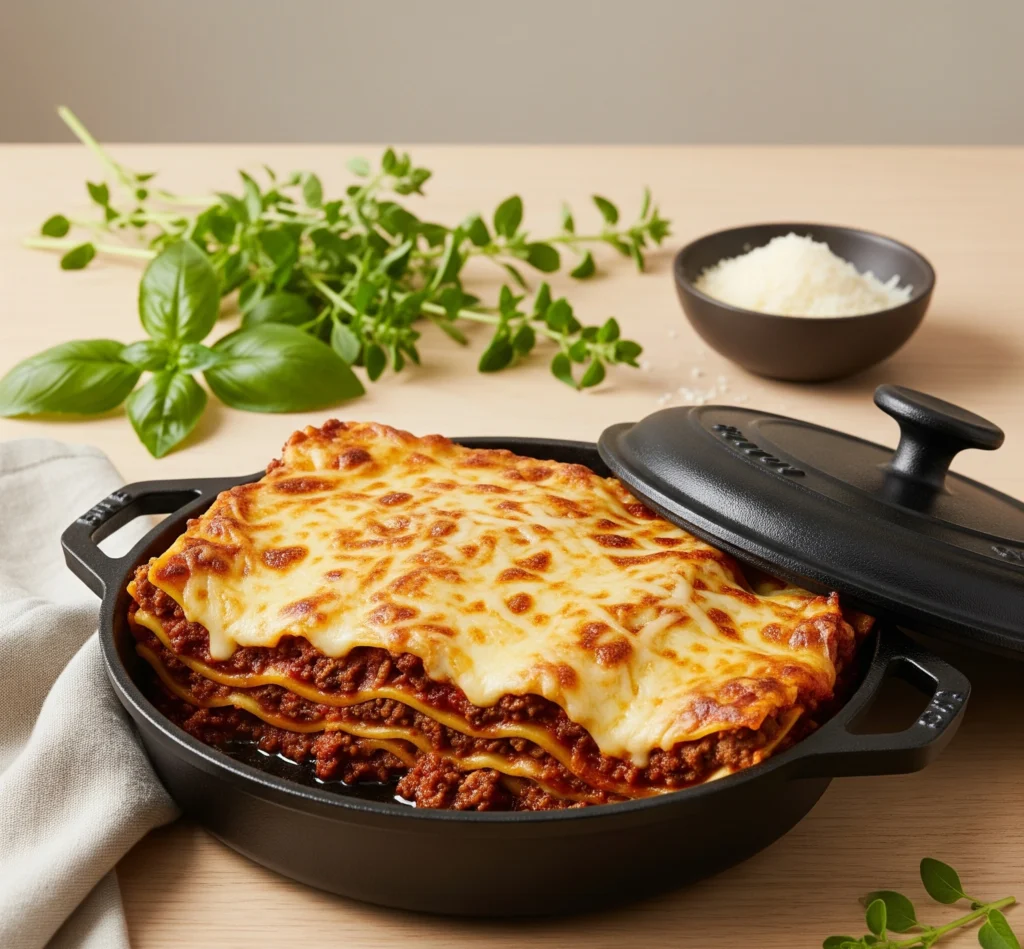 Lasagnes à la poêle dorées et gratinées, prêtes en 30 minutes pour un dîner express et savoureux