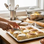 Photo de cinnamon roll recette inratable avec astuces et pas à pas, roulés à la cannelle moelleux et gourmands.