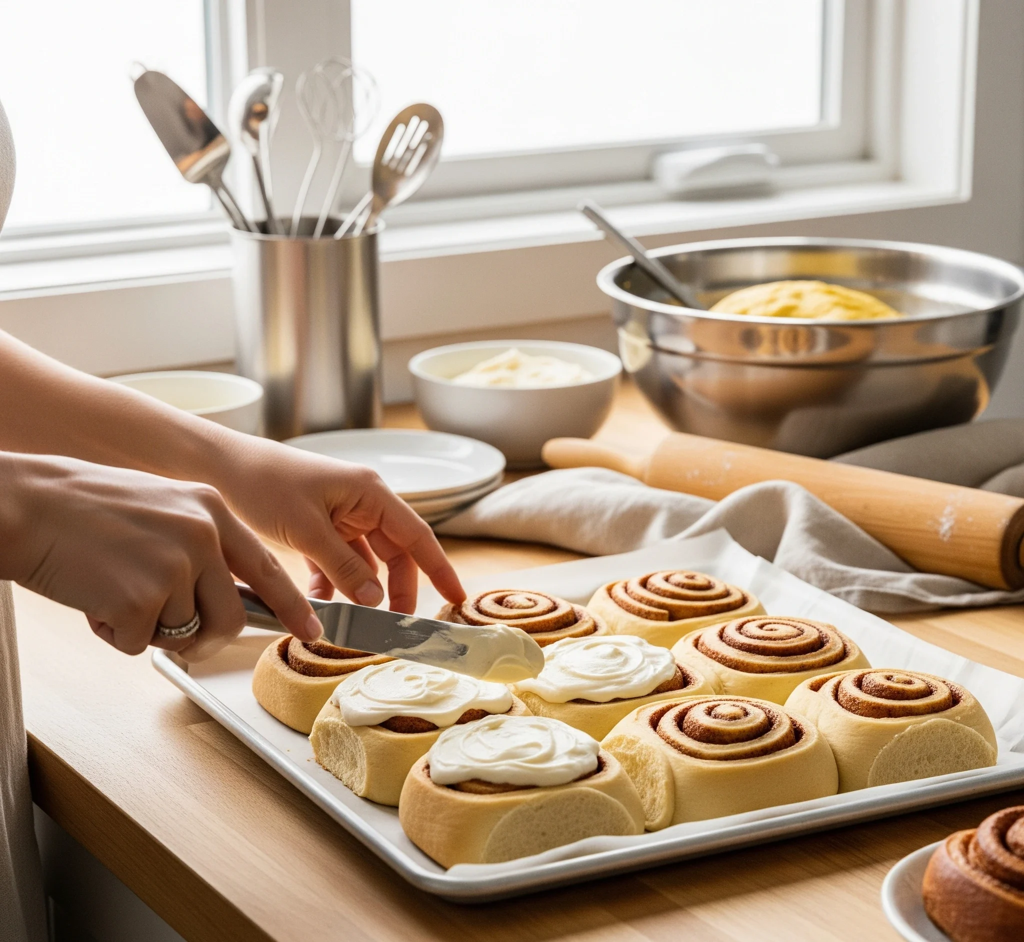 Photo de cinnamon roll recette inratable avec astuces et pas à pas, roulés à la cannelle moelleux et gourmands.