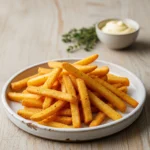 Recette crispy French fries maison cuites au four ou en friteuse, frites croustillantes dorées.